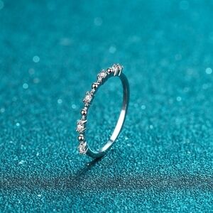 925 Sterling Silver Moissanite Half Infinity Ring Band Engagement Promise New